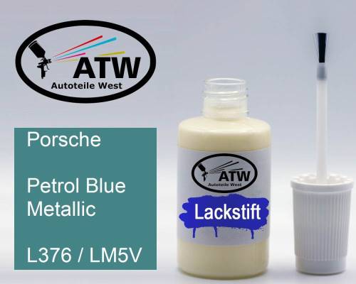 Porsche, Petrol Blue Metallic, L376 / LM5V: 20ml Lackstift, von ATW Autoteile West.